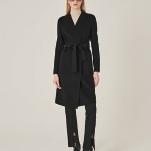 MARYLING V-Neck Double-Sided Tweed Mid-Length Silk Wool Coat