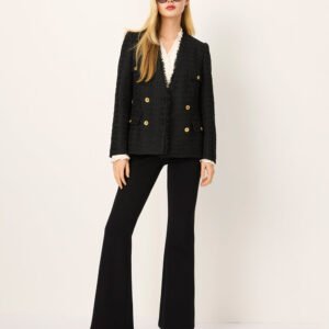 MARYLING Peaked Lapel Double-Breasted Tweed Blazer
