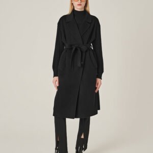 MARYLING Wrap Double-Sided Wool & Knitted Long Coat
