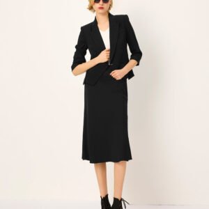 MARYLING Peaked-Lapel Double-Breasted Cropped Fitted Blazer