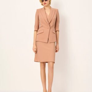 MARYLING Notch Lapel Single-Breasted Coral Pink Blazer