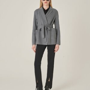 MARYLING Notched Lapel Wrap Belted Double-Faced Wool Coat